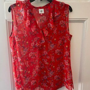 Red Floral Cabi Blouse Size Medium